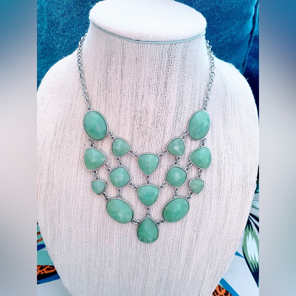 Charming Charlie beautiful aqua multi stone necklace